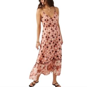 O'Neill Pink & Brown Geometric Maxi Dress